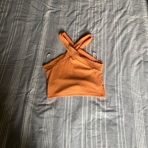 SHEIN orange crossover cropped top